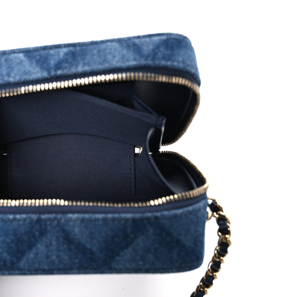 Chanel Printed Denim CC Camera Case Blue