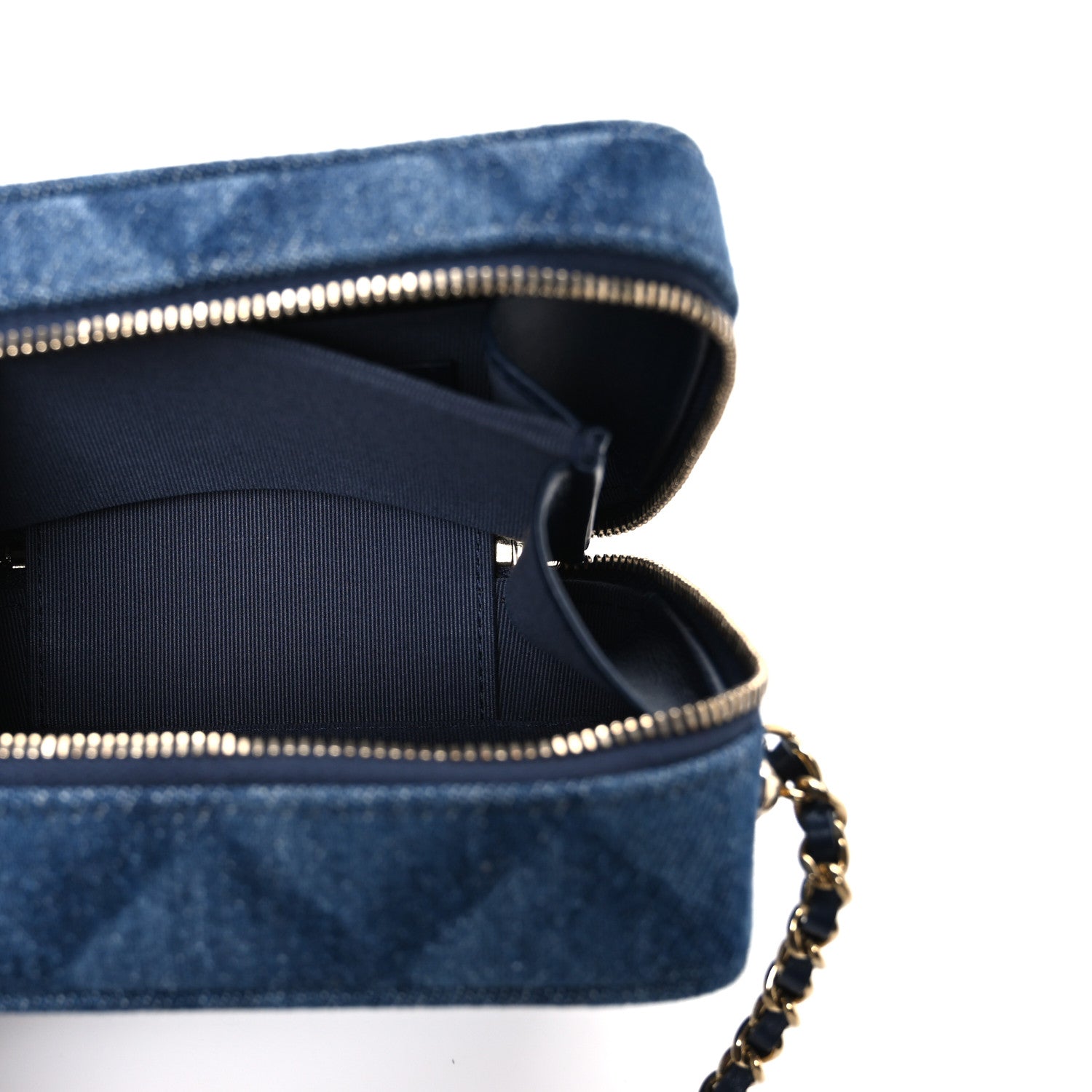 Chanel Printed Denim CC Camera Case Blue