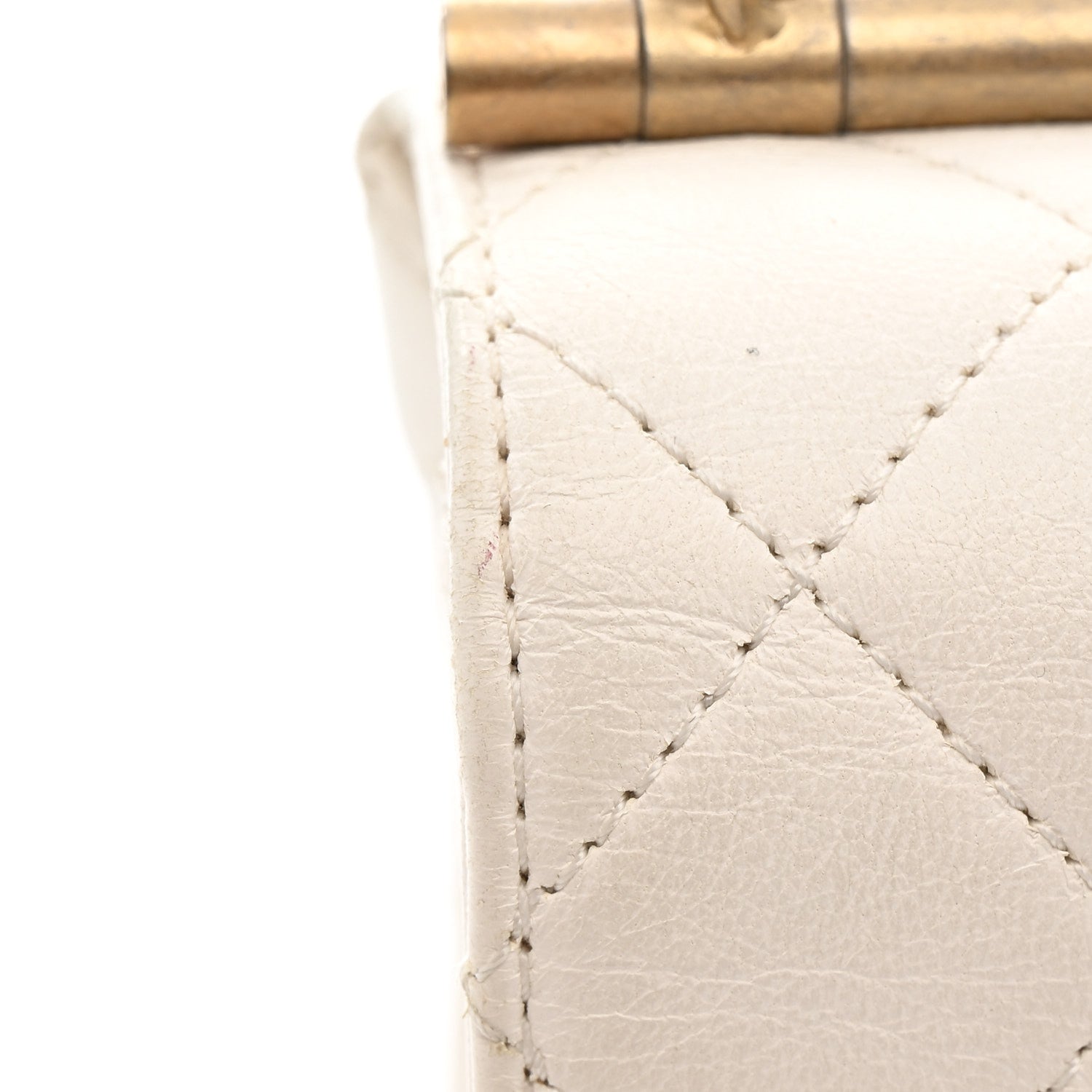 Chanel Lambskin Quilted La Parisienne Top Handle Flap White
