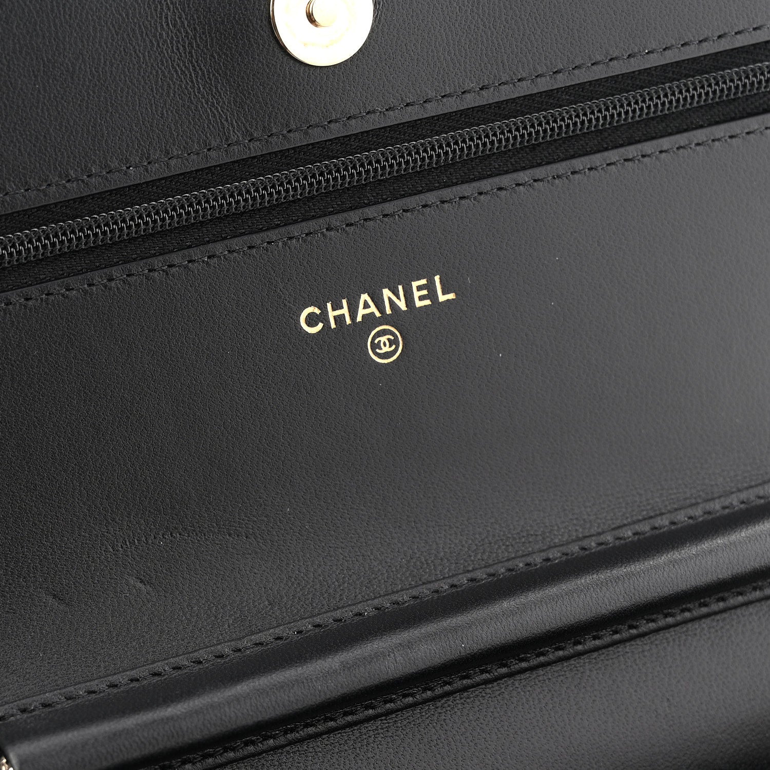 Chanel Lambskin Quilted Enamel CC Wallet On Chain WOC Black
