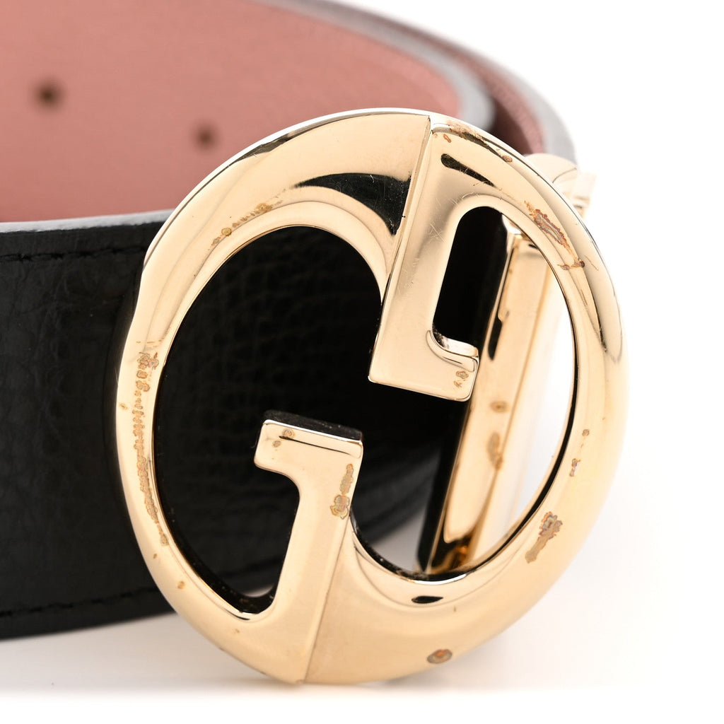 Gucci Calfskin 1973 Reversible Belt 90 36 Black Pink