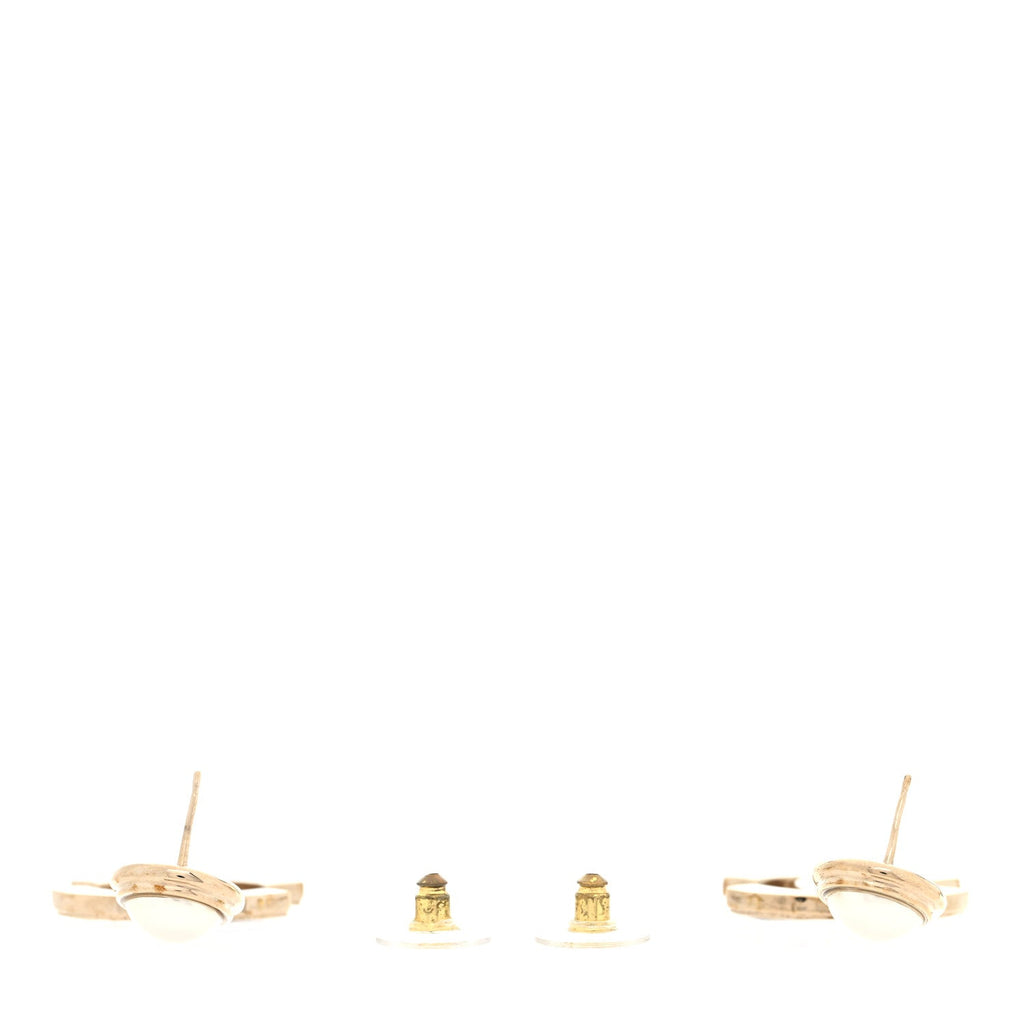 Pearl Enamel CC Drop Earrings Black