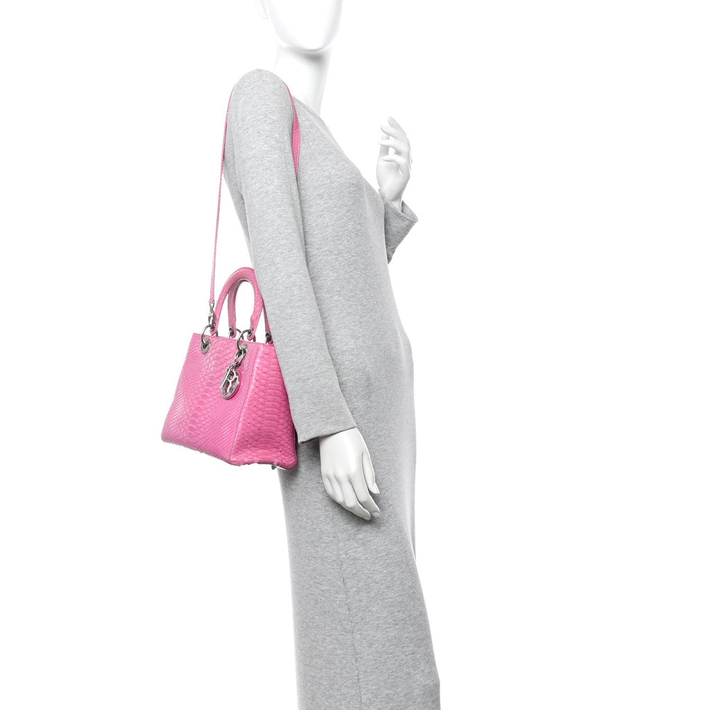 Christian Dior Snakeskin Medium Lady Dior Pink