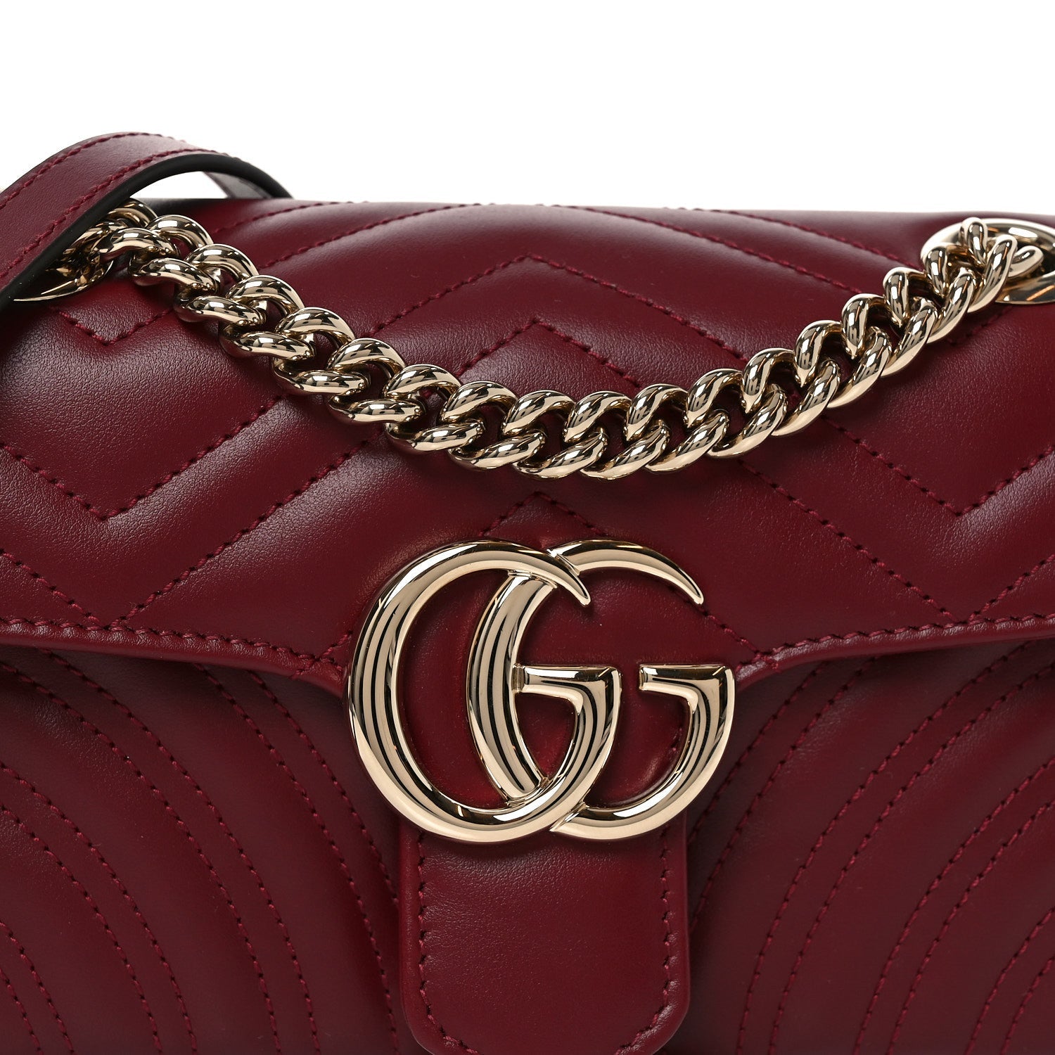 Gucci Calfskin Matelasse Mini GG Marmont Shoulder Bag Rosso Ancora