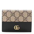 Gucci Dollar Calfskin GG Supreme Monogram GG Marmont Card Case Black Beige Ebony