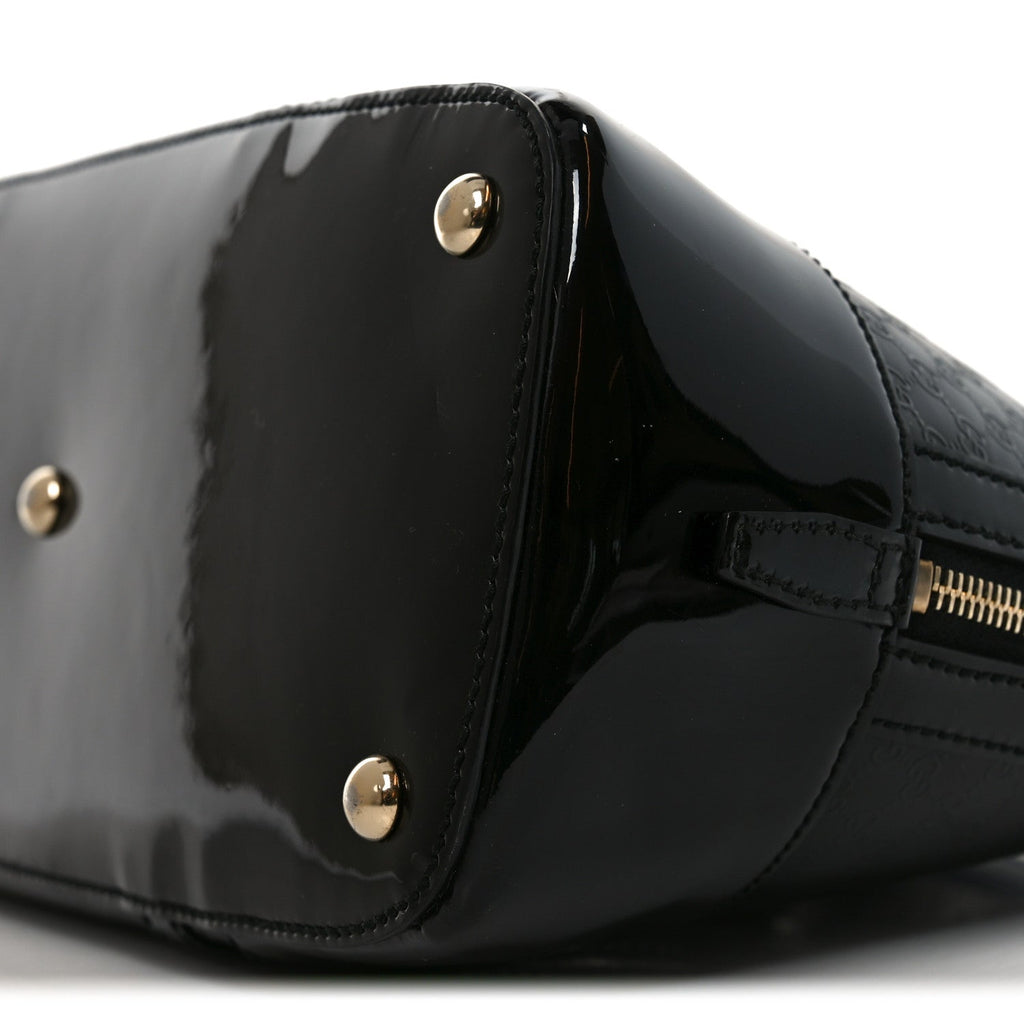 Gucci Patent Microguccissima Small Nice Top Handle Dome Bag Black