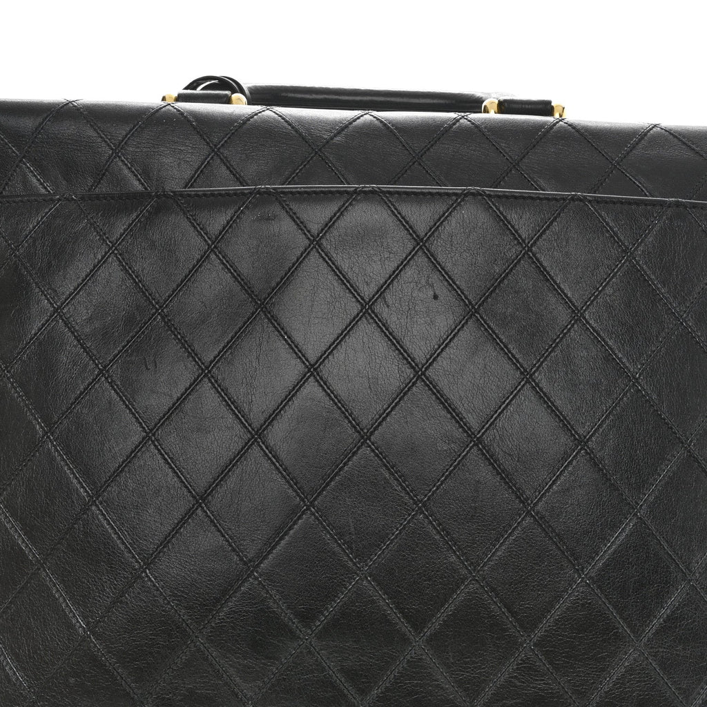 Chanel Lambskin Stitched Briefcase Bag Black