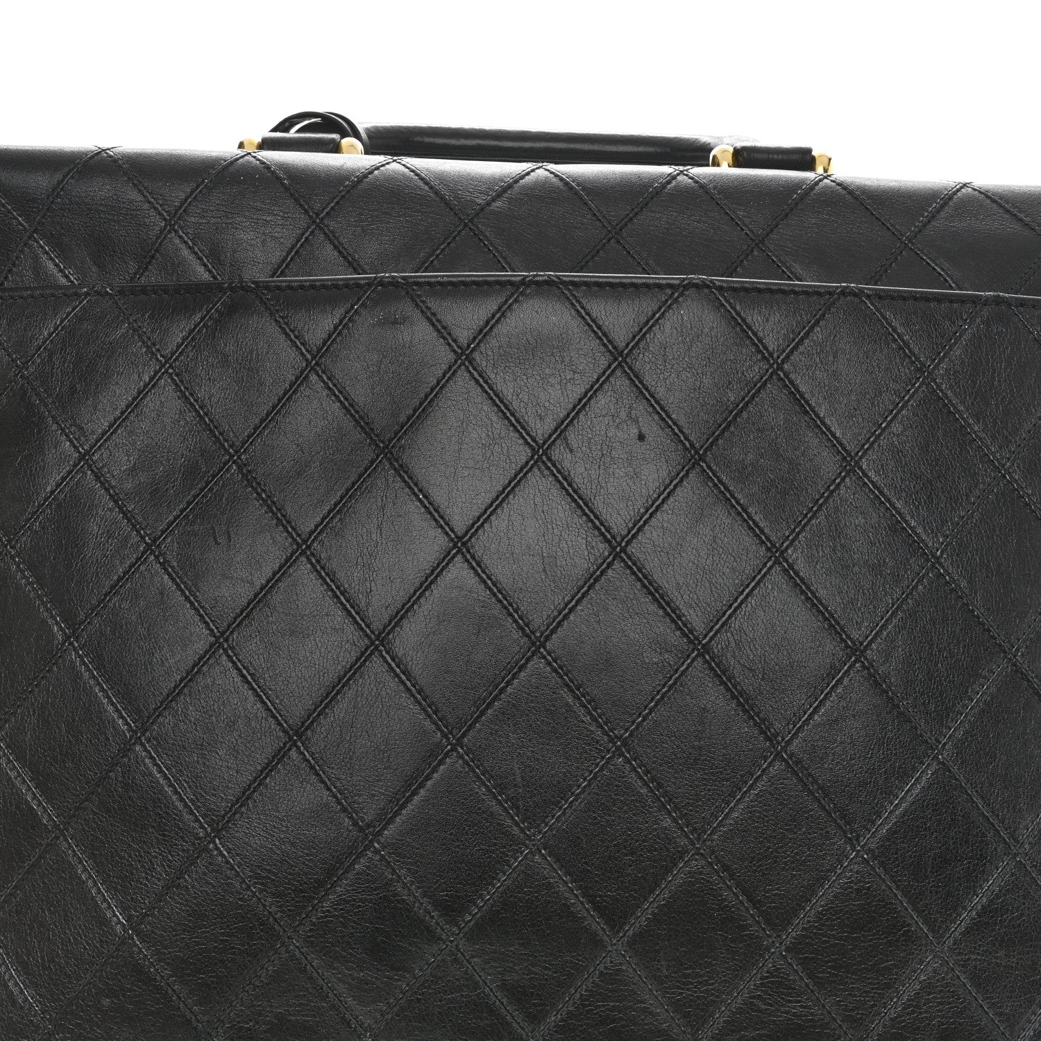 Chanel Lambskin Stitched Briefcase Bag Black