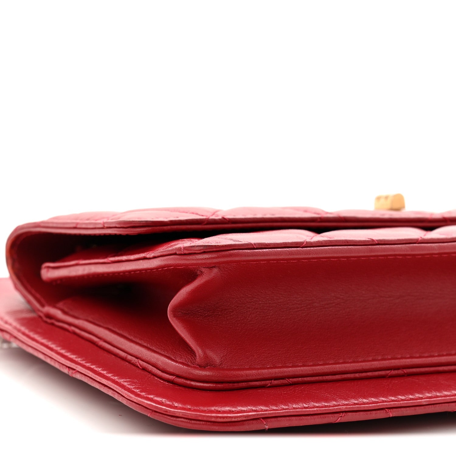 Aged Calfskin Quilted 2.55 Reissue Chain Wallet Red