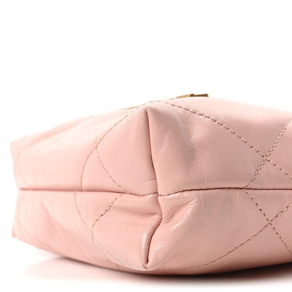 Chanel Shiny Calfskin Quilted Mini Chanel 22 Light Pink
