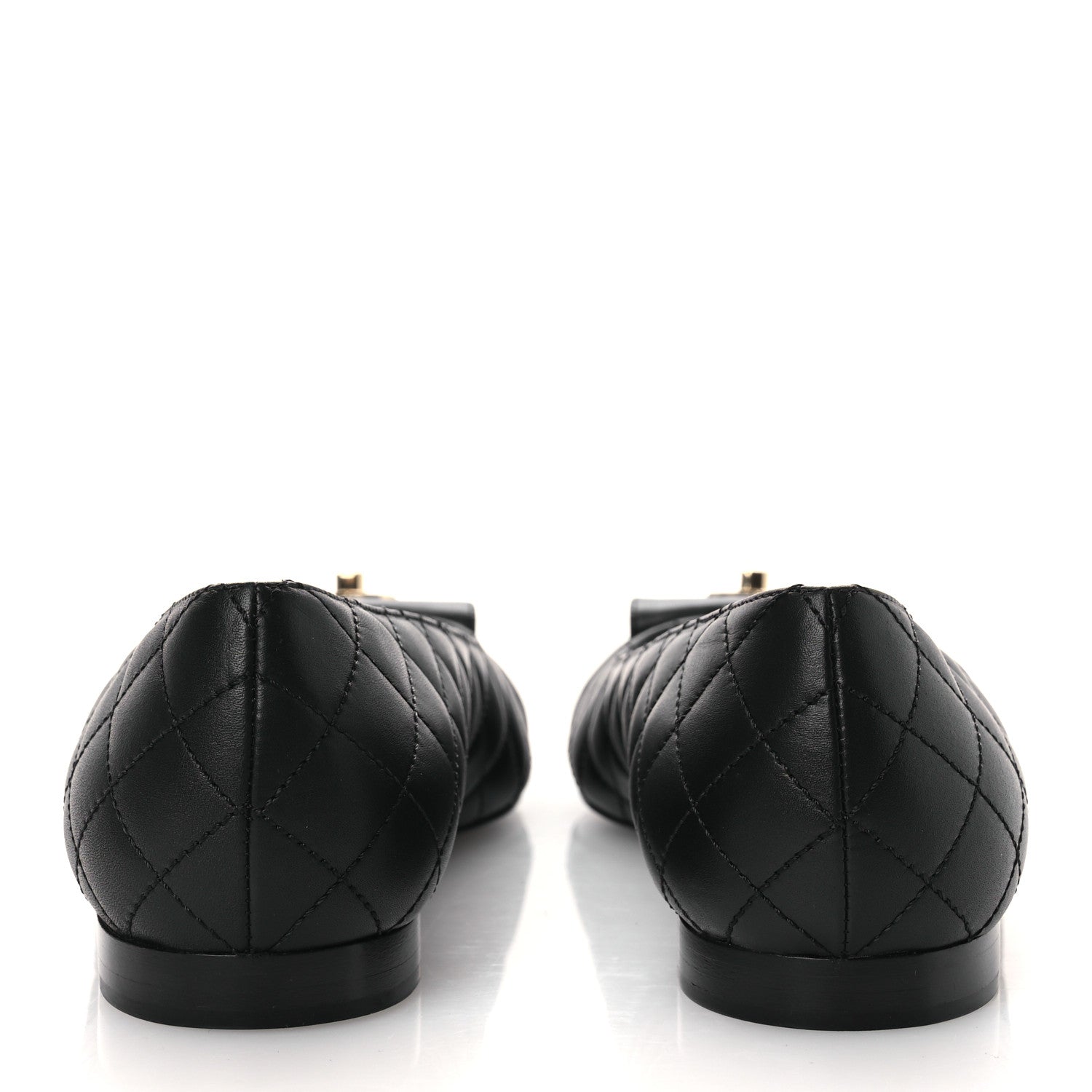 Calfskin Lambskin Quilted CC Cap Toe Ballerina Flats 37 Black