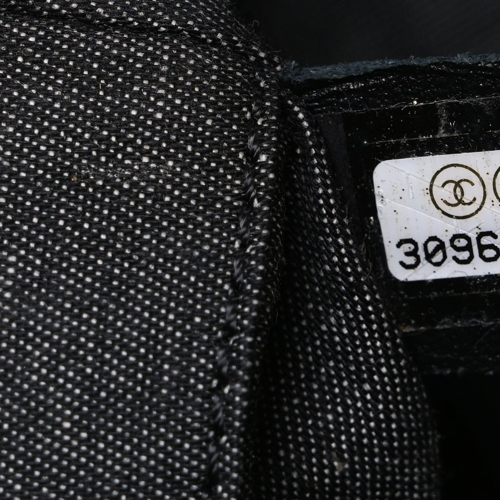 Chanel Straw Raffia Calfskin Chain Small Deauville Tote Black