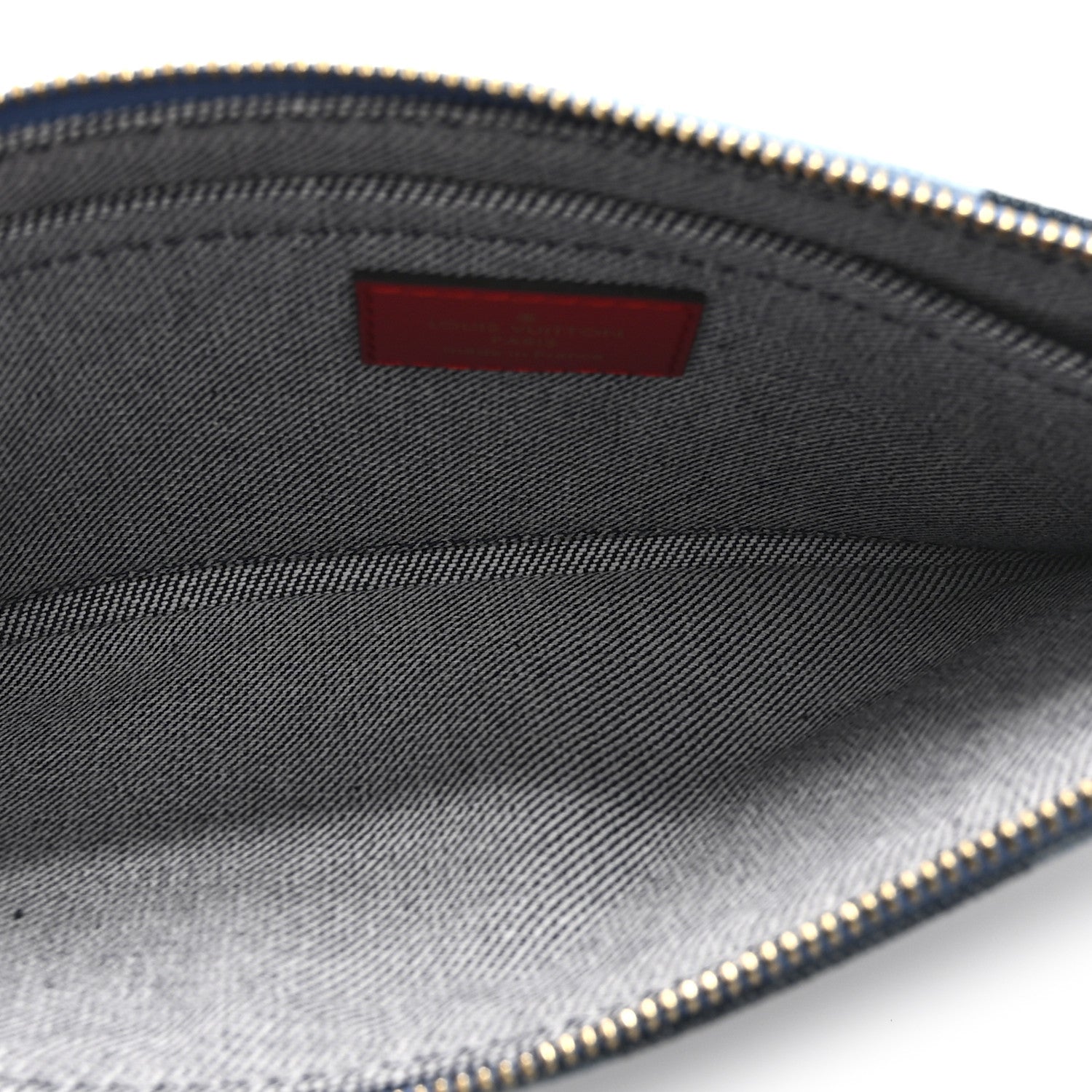 Louis Vuitton Denim Damier Monogram Patchwork Neverfull MM Pochette  Blue Rouge