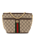 Gucci GG Supreme Monogram Web Ophidia Chain Shoulder Bag Brown