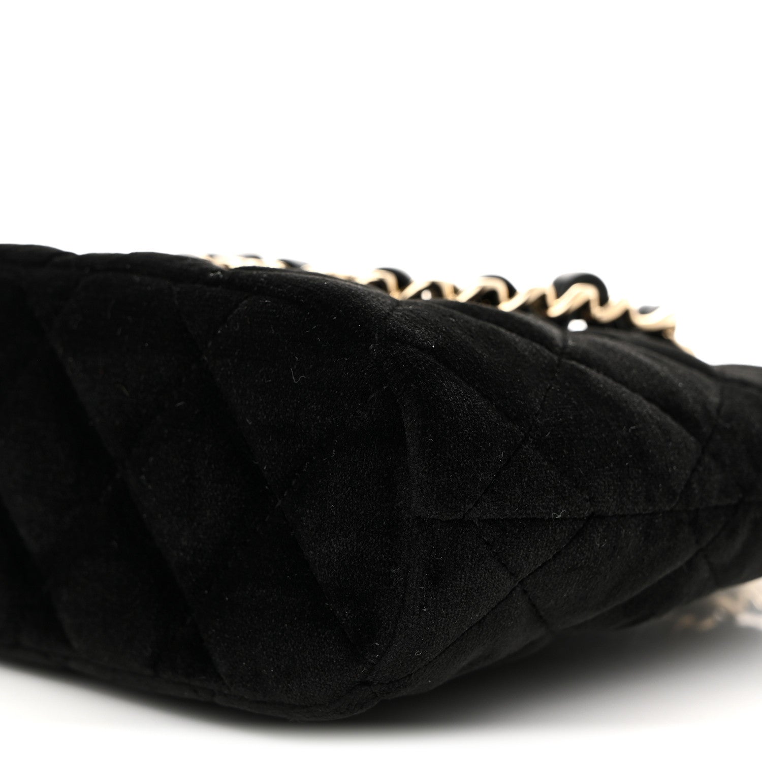 Chanel Velvet Quilted Shiny Coco Clutch With Chain Black
