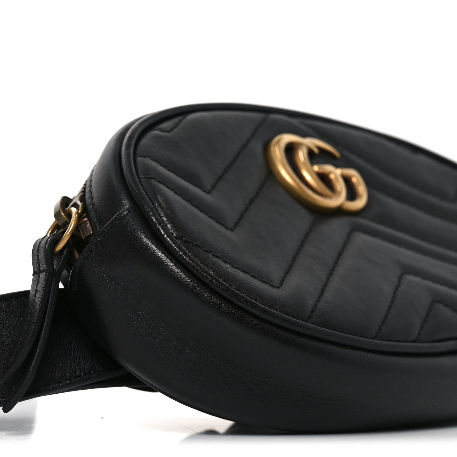 Gucci Calfskin Matelasse GG Marmont Belt Bag 85 34 Black