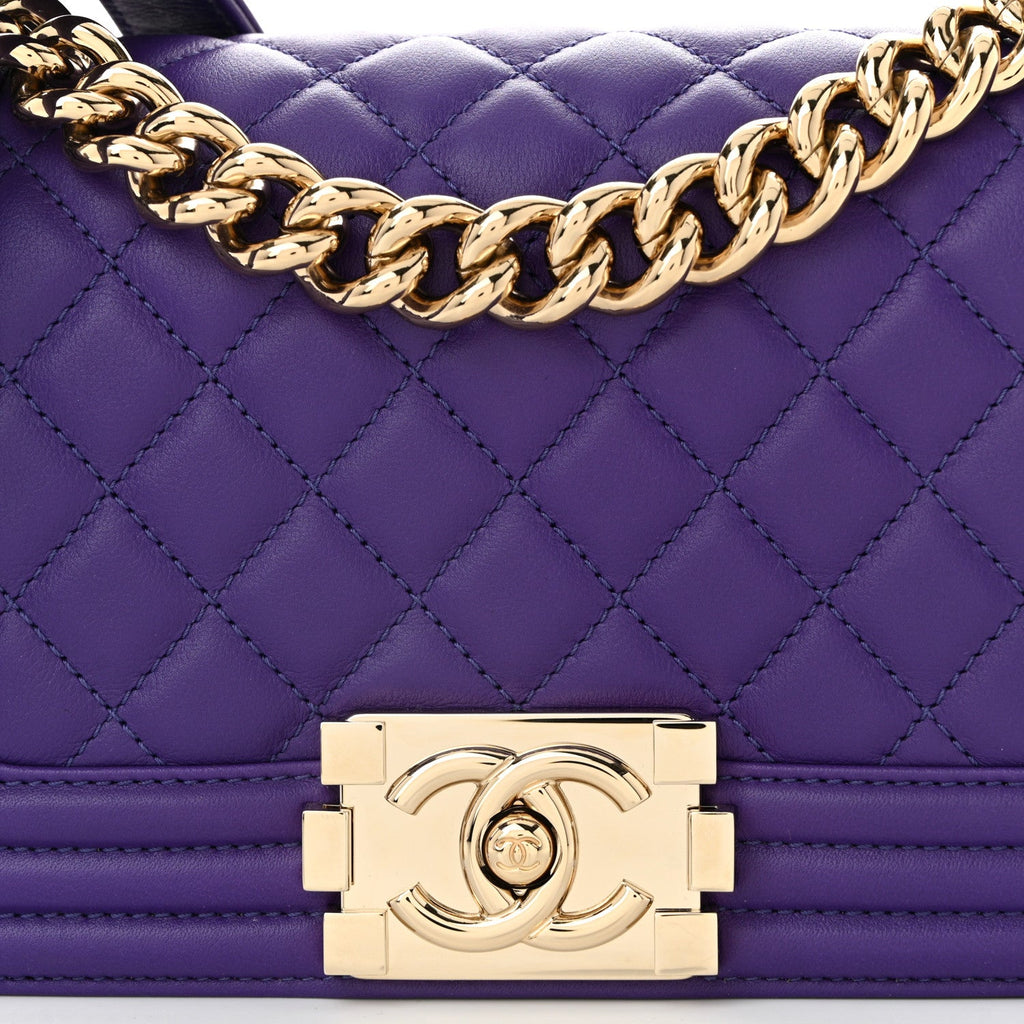 Chanel Calfskin Quilted Small Boy Flap Purple