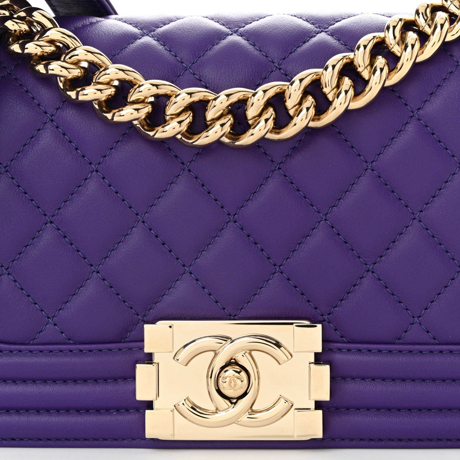 Chanel Calfskin Quilted Small Boy Flap Purple