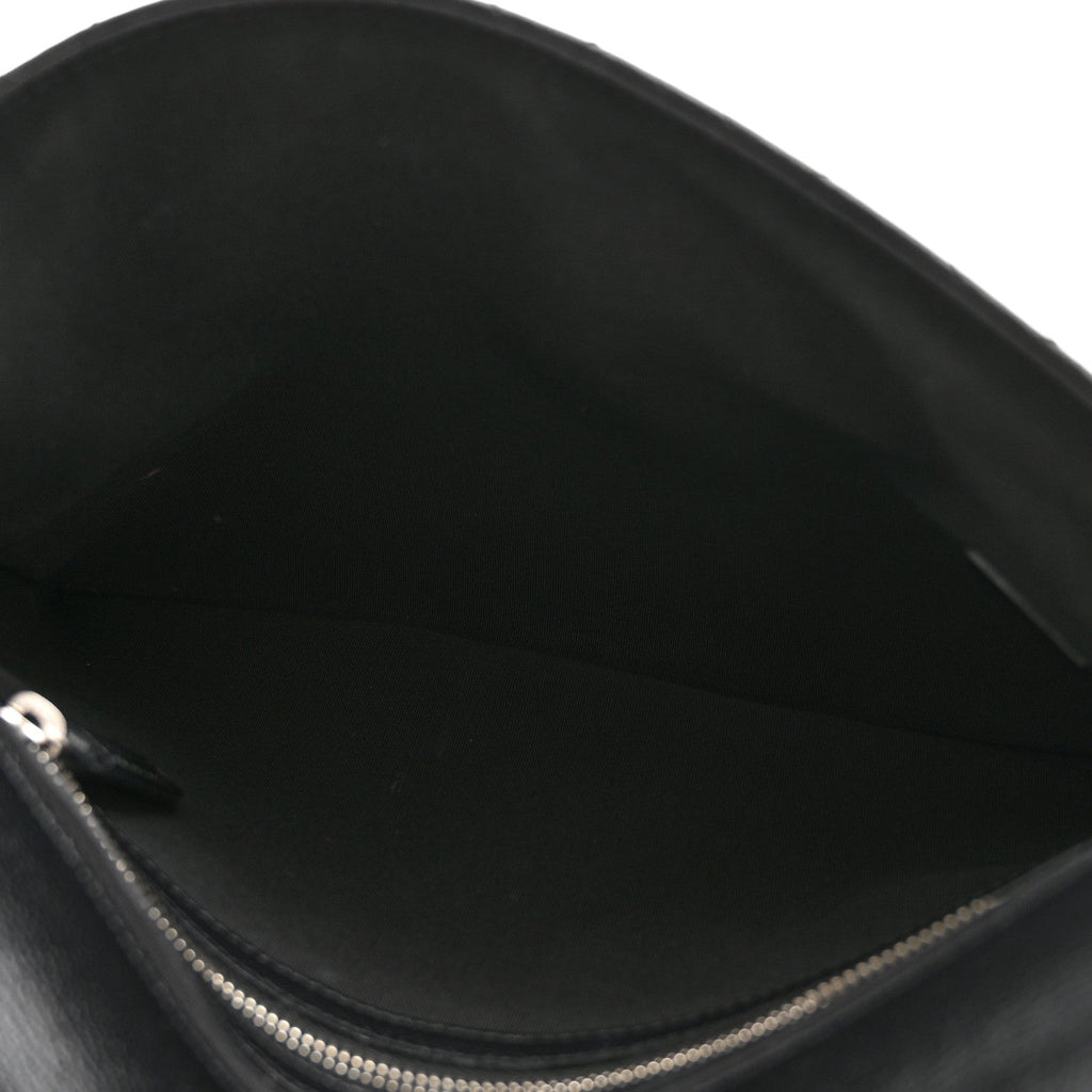 Grained Calfskin Quilted CC Box Pouch Black