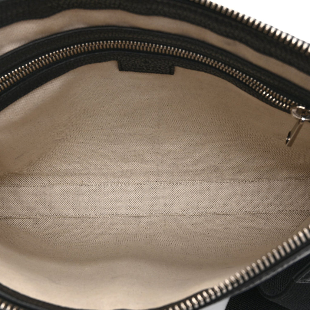 Gucci Piuma Calfskin Jumbo GG Embossed Medium Wristlet Messenger Bag Black