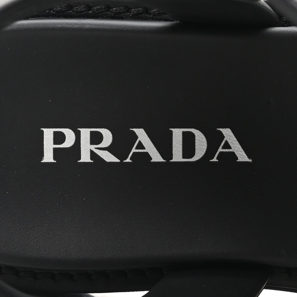 Prada Foam Rubber Metal Triangle Logo Soft Cage Women Sandals 40 Black