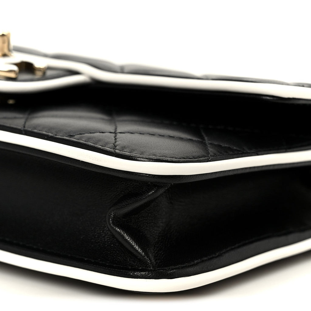 Chanel Lambskin Quilted Resin CC Mini Flap Bag Black White