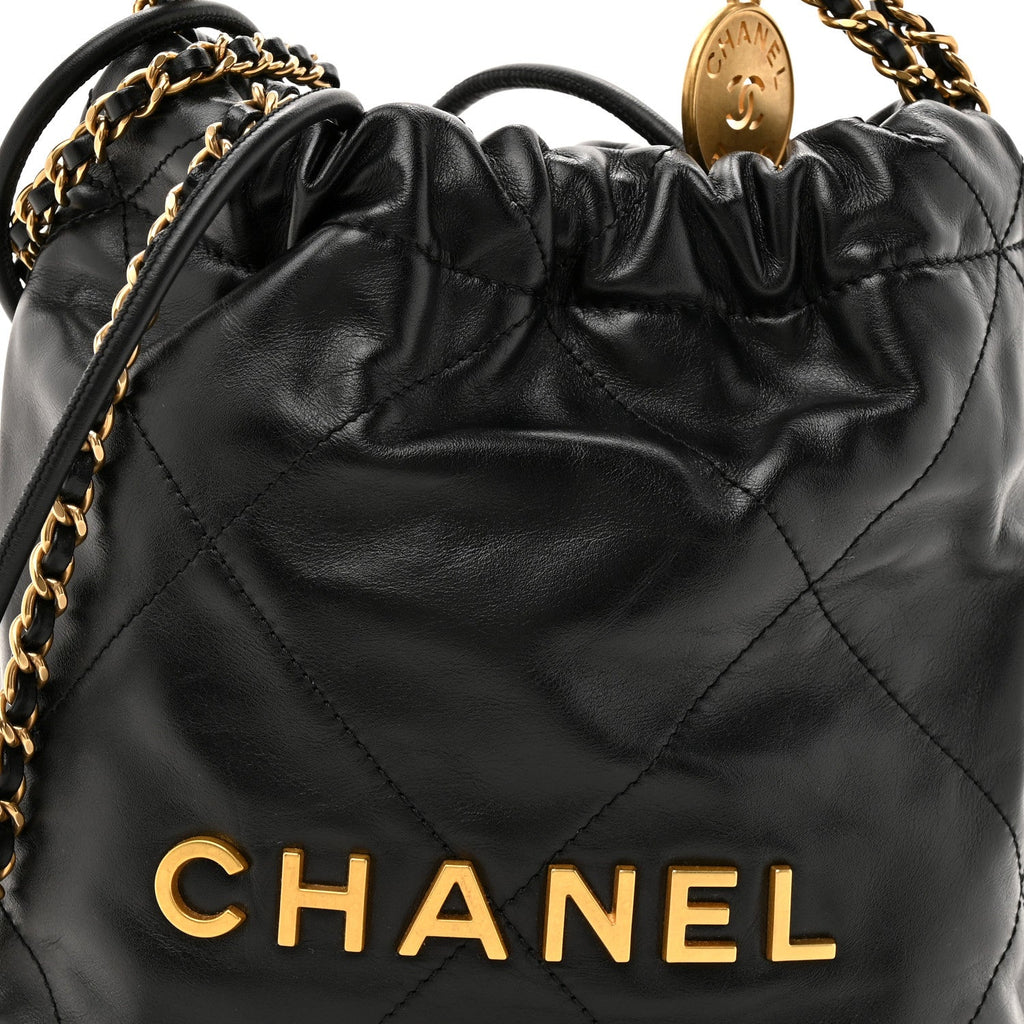 Chanel Shiny Calfskin Quilted Mini Chanel 22 Black
