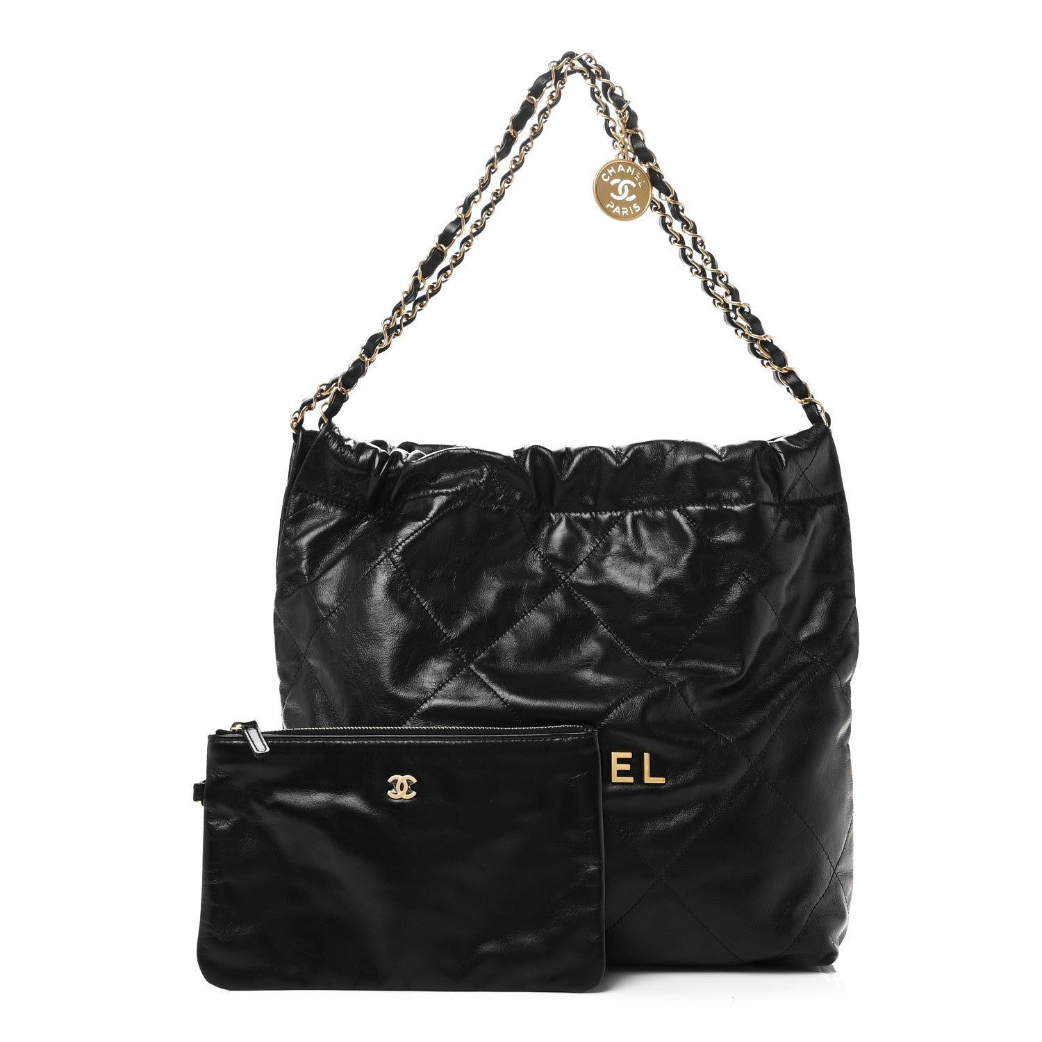 Chanel Shiny Calfskin Quilted Small Chanel 22 Black
