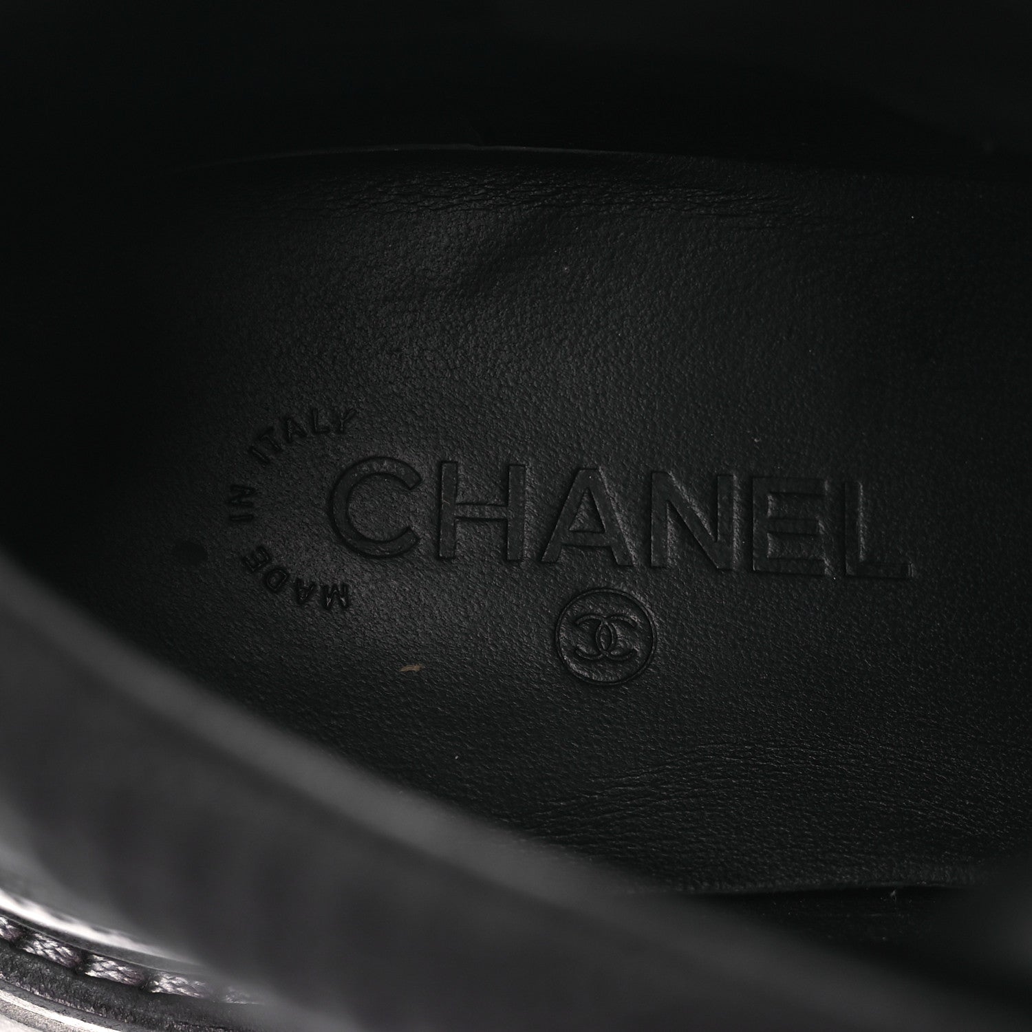 Chanel Suede Grained Calfskin CC Lace Up Boots 38 Black