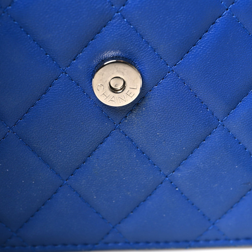 Chanel Lambskin Quilted Square Wallet On Chain WOC Blue