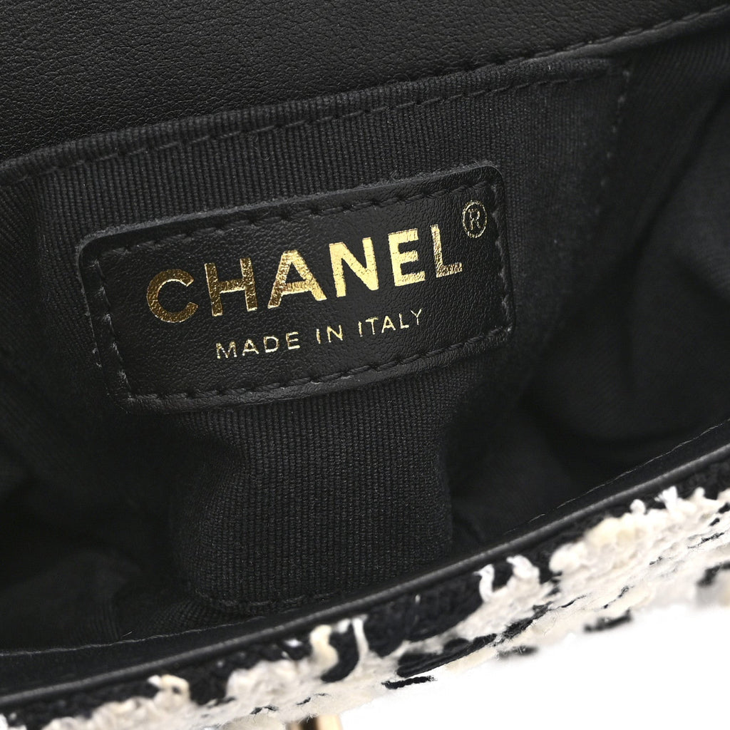 Chanel Tweed Braided Calfskin Mini My Own Frame Flap Grey Black