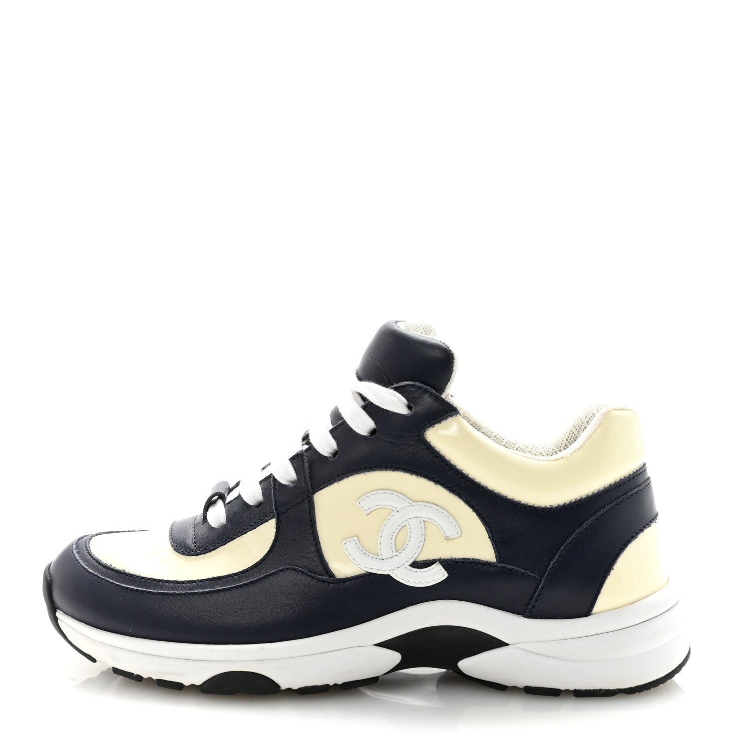 Patent Calfskin CC Sneakers  36 Navy White