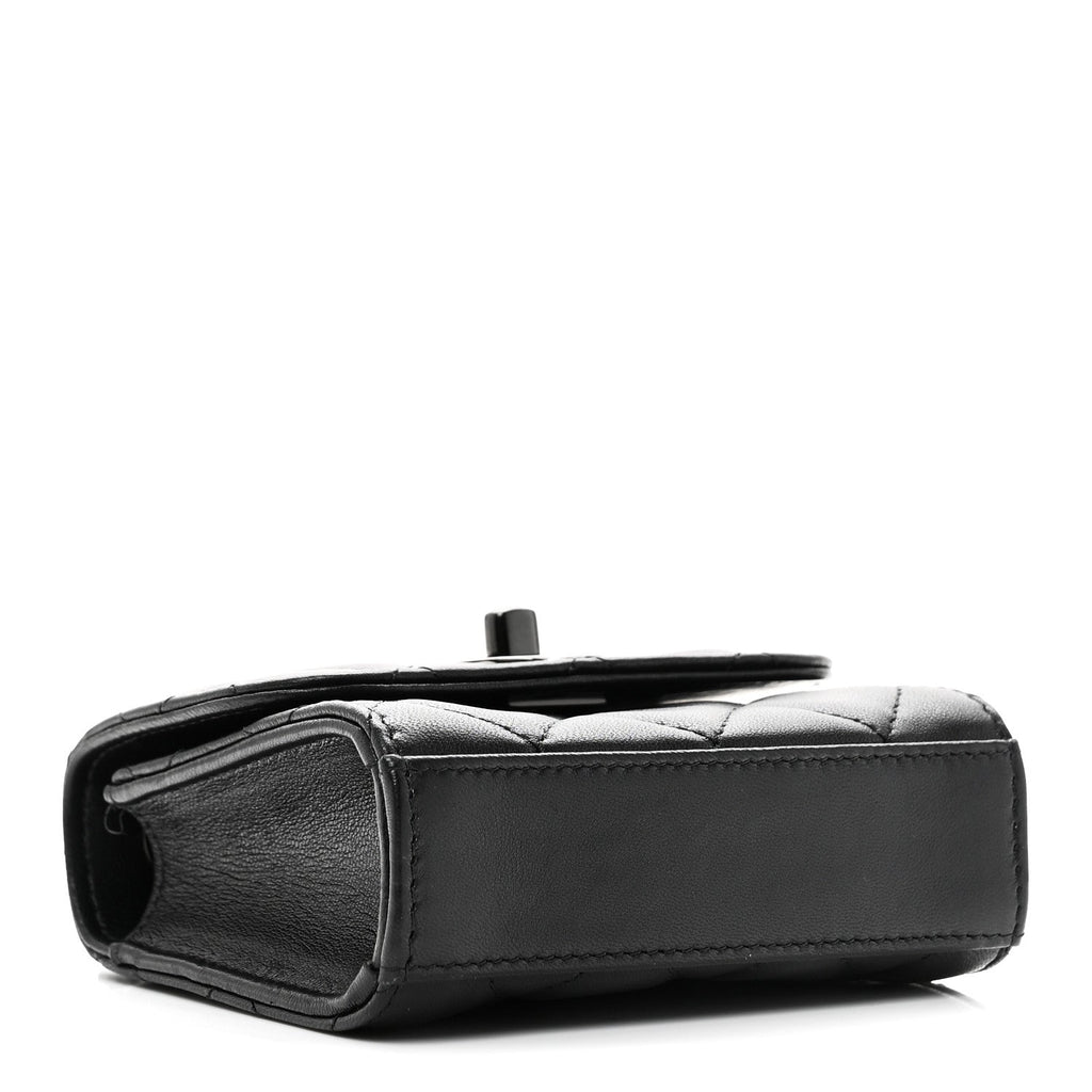 Chanel Lambskin Quilted Mini Trendy CC Clutch With Chain So Black