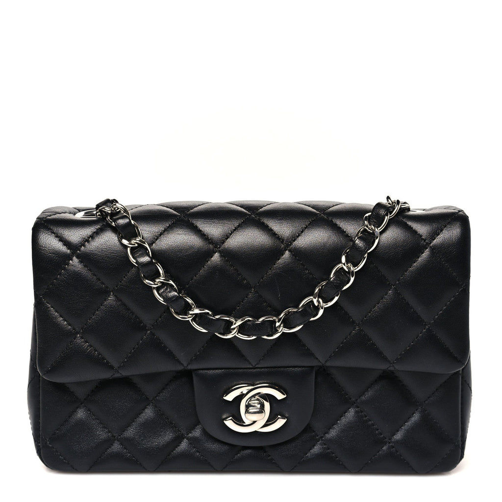 Chanel Lambskin Quilted Mini Rectangular Flap Black