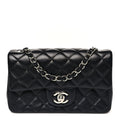 Chanel Lambskin Quilted Mini Rectangular Flap Black