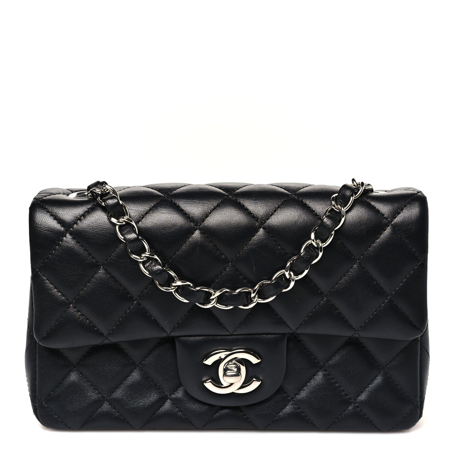 Chanel Lambskin Quilted Mini Rectangular Flap Black