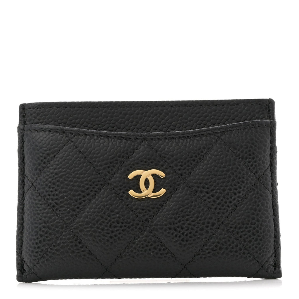 Caviar Quilted Card Holder Black