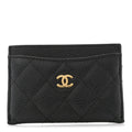 Caviar Quilted Card Holder Black