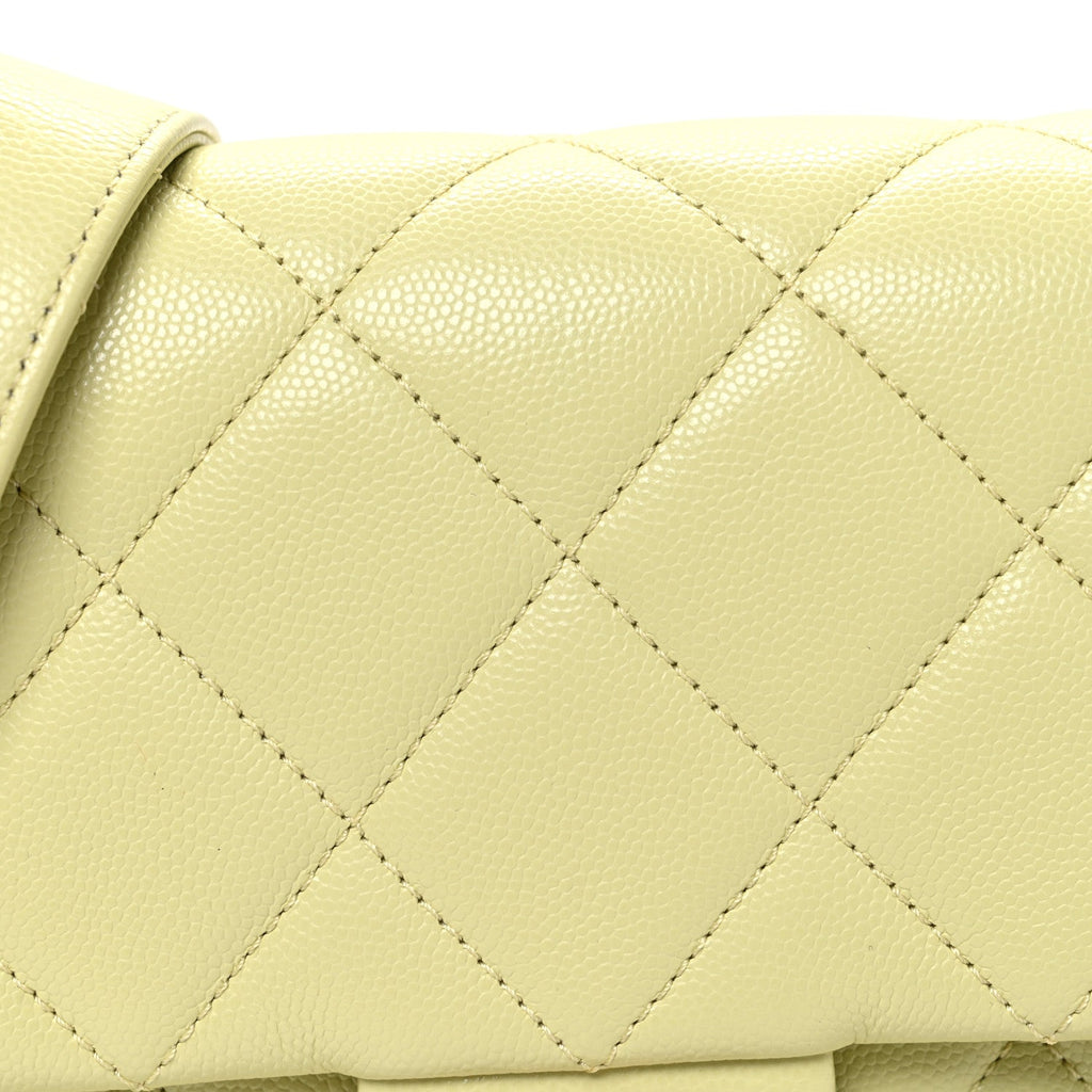 Chanel Shiny Caviar Quilted Mini Chain Messenger Flap Bag Yellow