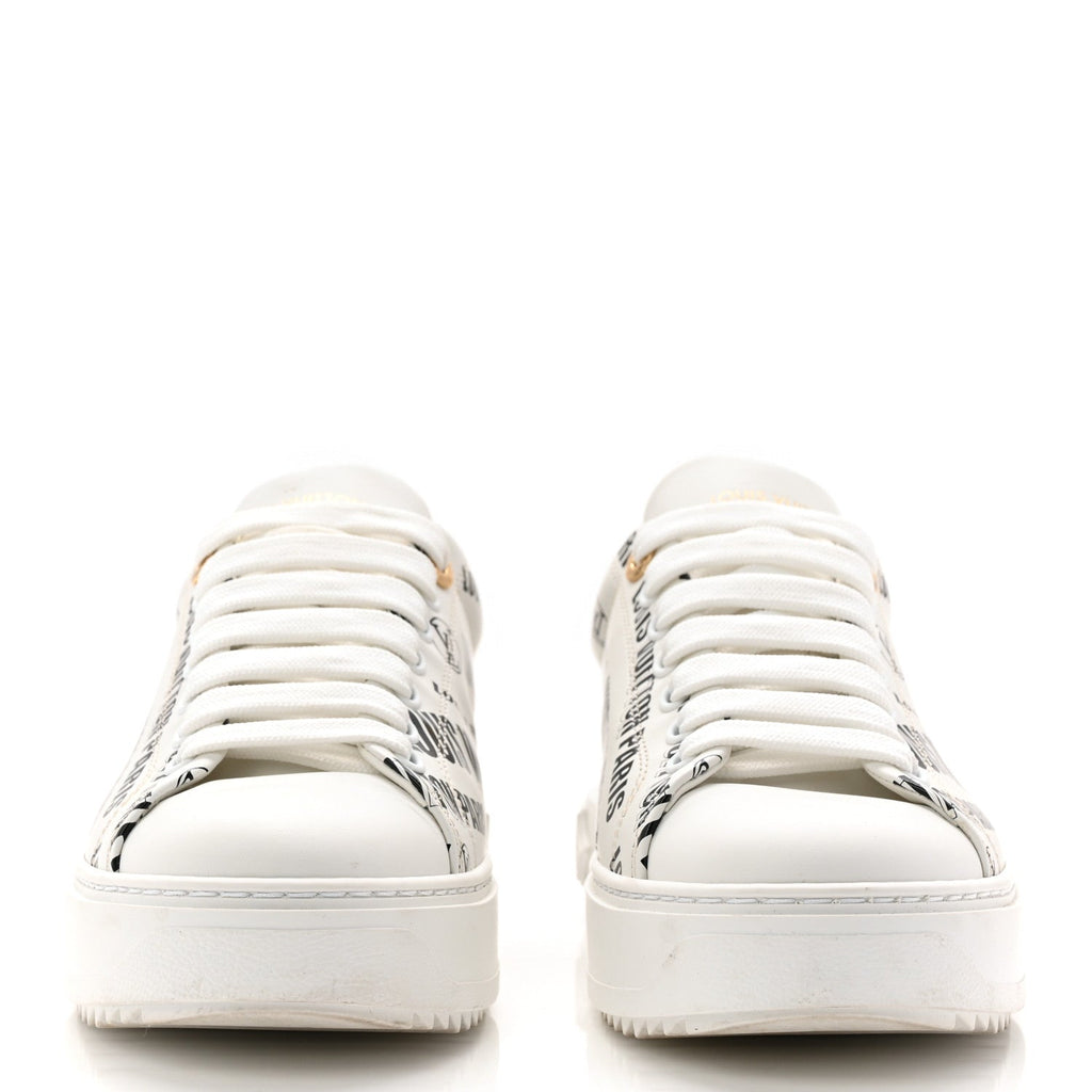 Louis Vuitton Calfskin Printed Time Out Trainer Sneakers 37 White