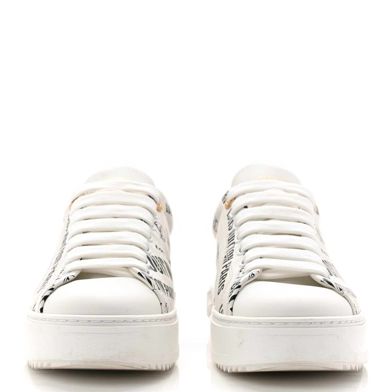 Louis Vuitton Calfskin Printed Time Out Trainer Sneakers 37 White