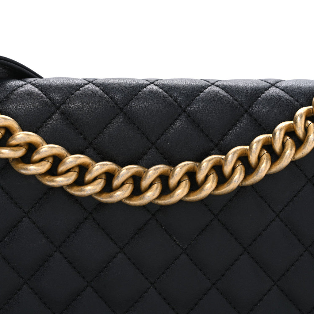 Chanel Lambskin Quilted Medium Boy Flap Black