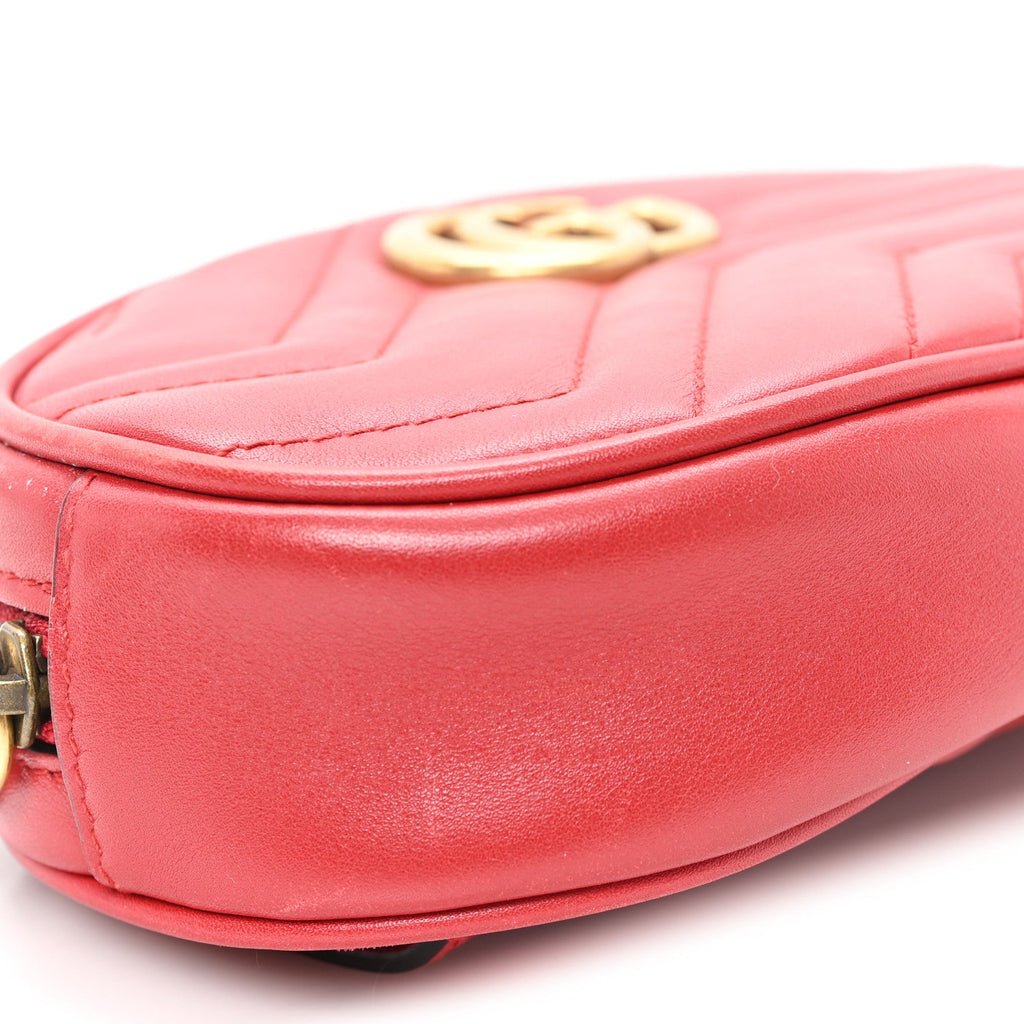 Gucci Calfskin Matelasse GG Marmont Belt Bag 75 30 Hibiscus Red