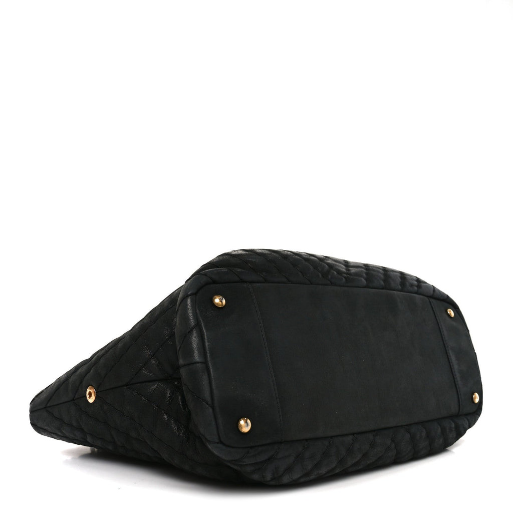 Chanel Calfskin Chevron Quilted Surpique Tote Black