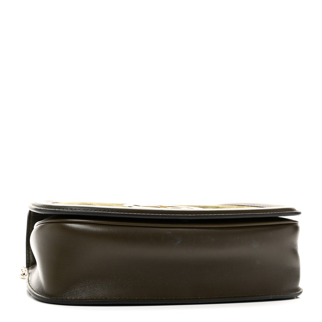 Gucci Suede Calfskin Blondie Medium Shoulder Bag Green