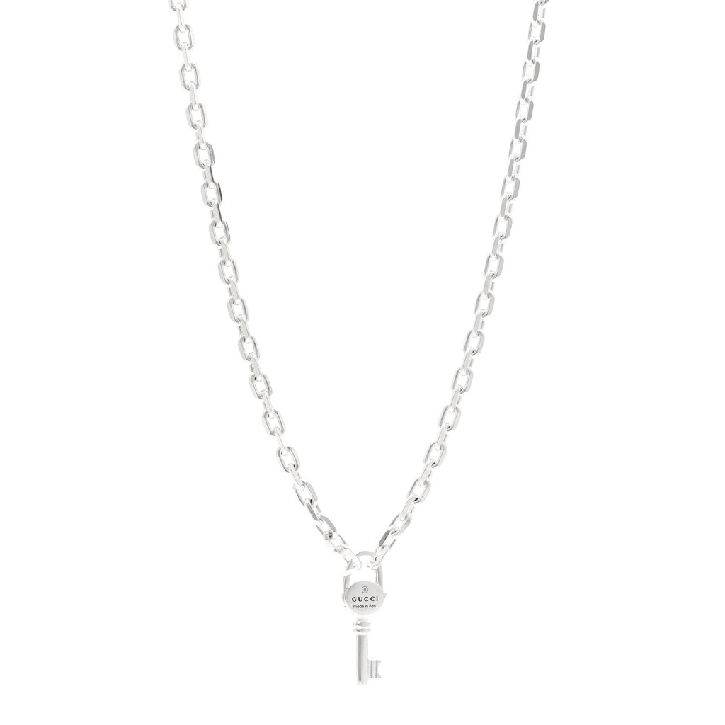 Gucci Sterling Silver Trademark Key Pendant Necklace