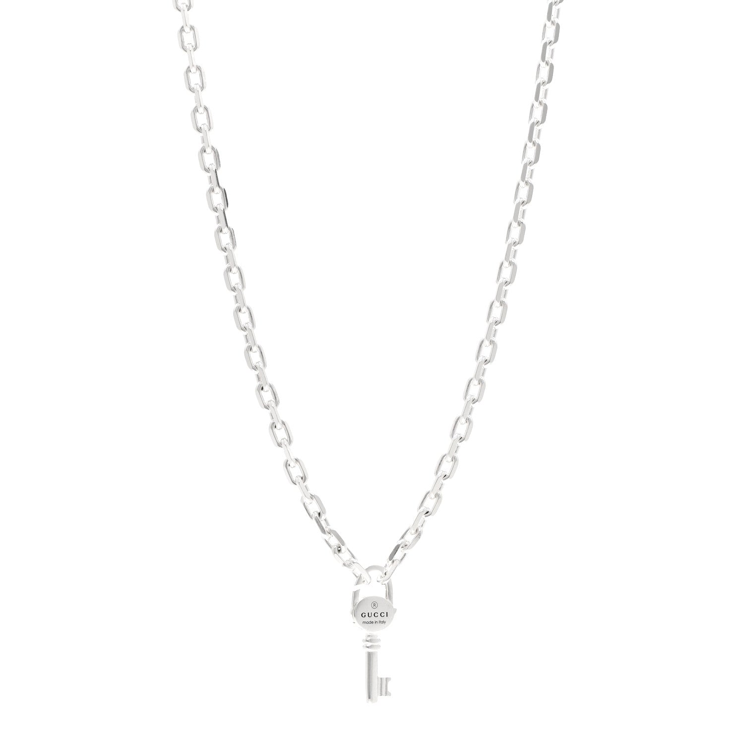Gucci Sterling Silver Trademark Key Pendant Necklace