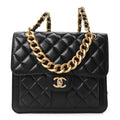 Chanel Aged Calfskin Quilted Double You Backpack Black