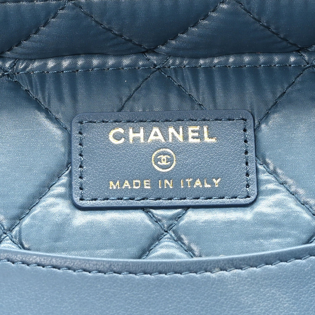 Caviar Quilted Large Vanity Pouch Blue