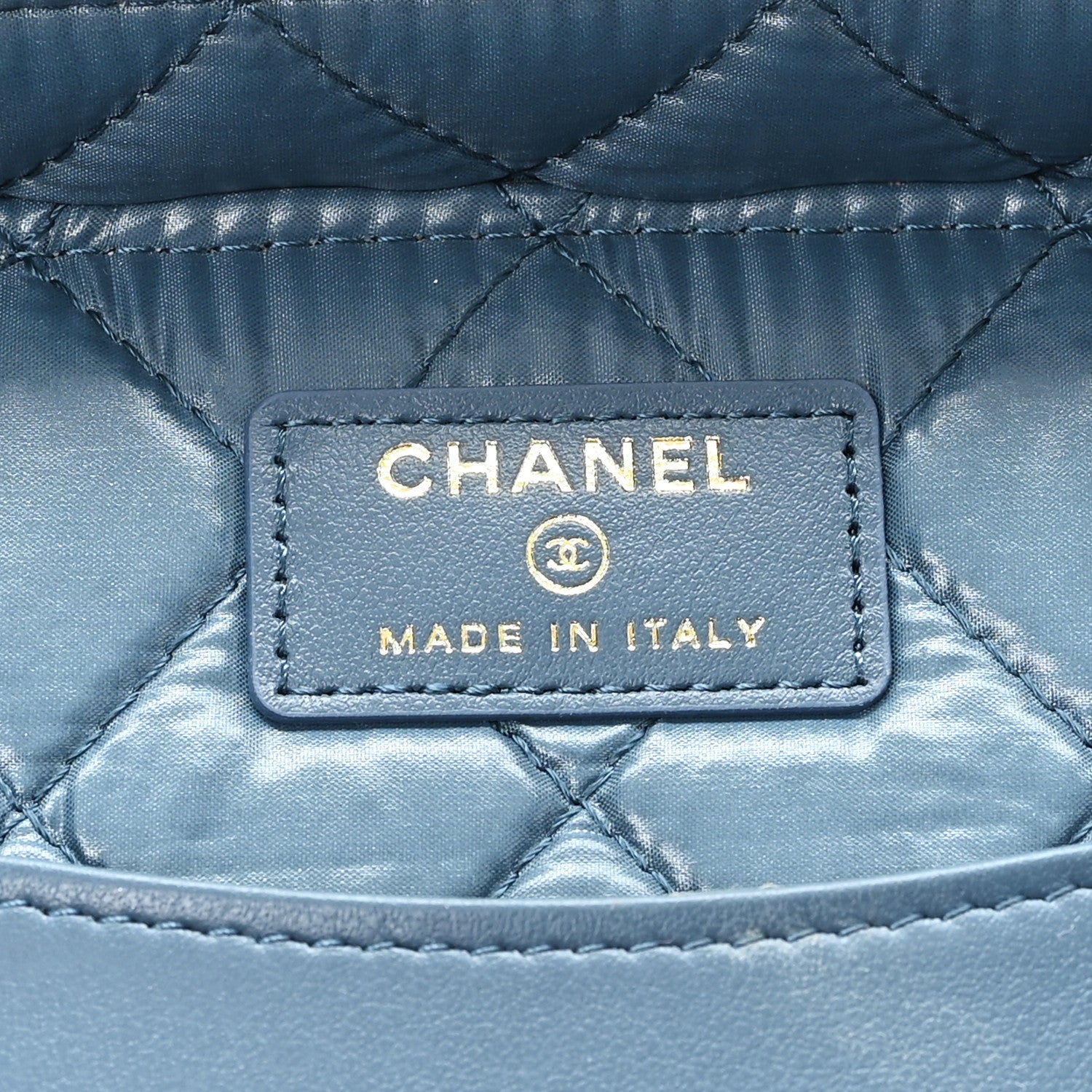 Caviar Quilted Large Vanity Pouch Blue